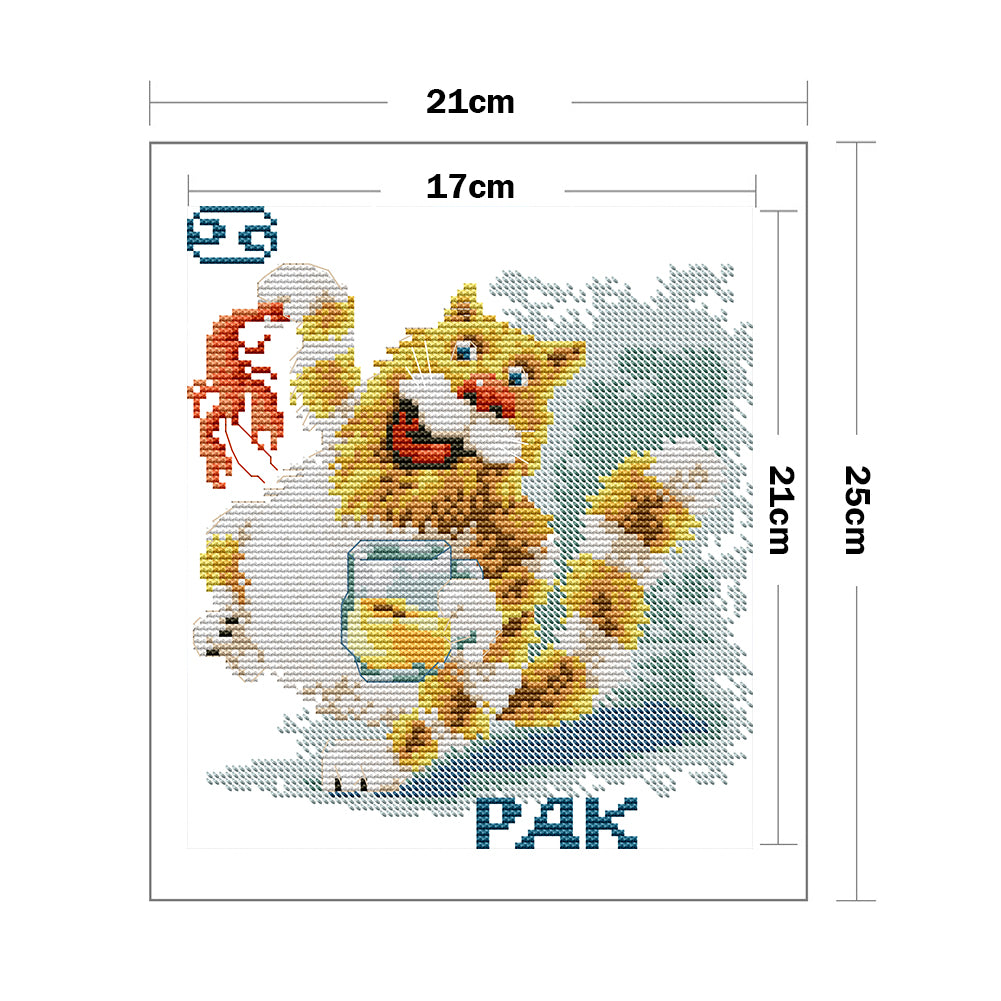 Fat Cat - 14CT Stamped Cross Stitch 21*25CM