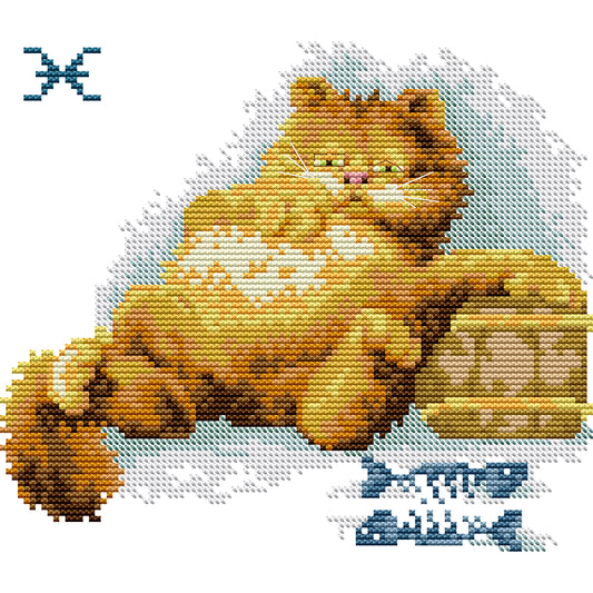 Fat Cat - 14CT Stamped Cross Stitch 25*21CM