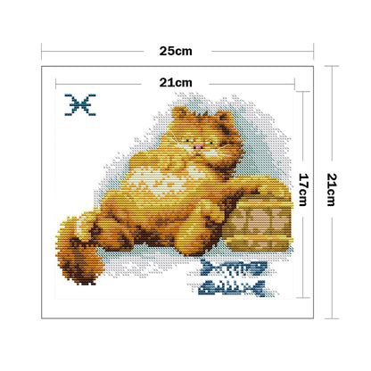 Fat Cat - 14CT Stamped Cross Stitch 25*21CM