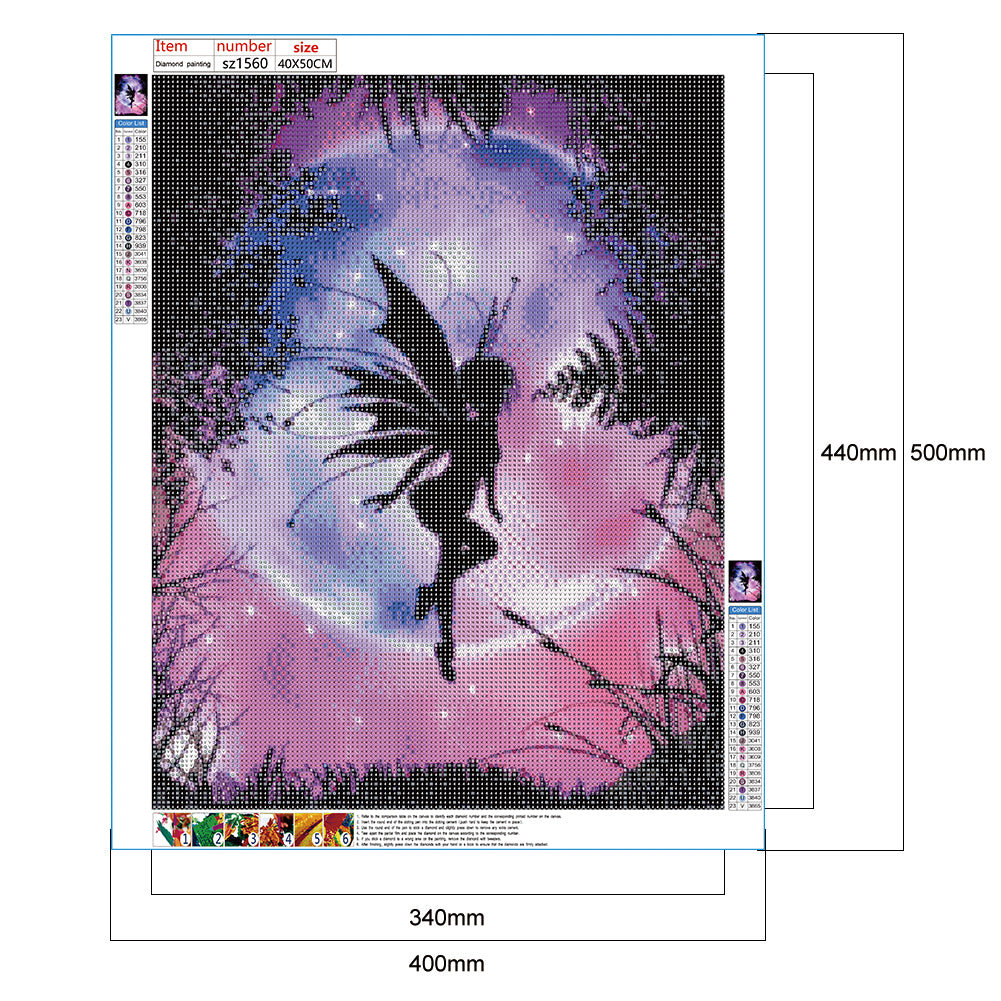 Silhouette Fairy - Full Round Drill Diamond Painting 40*50CM