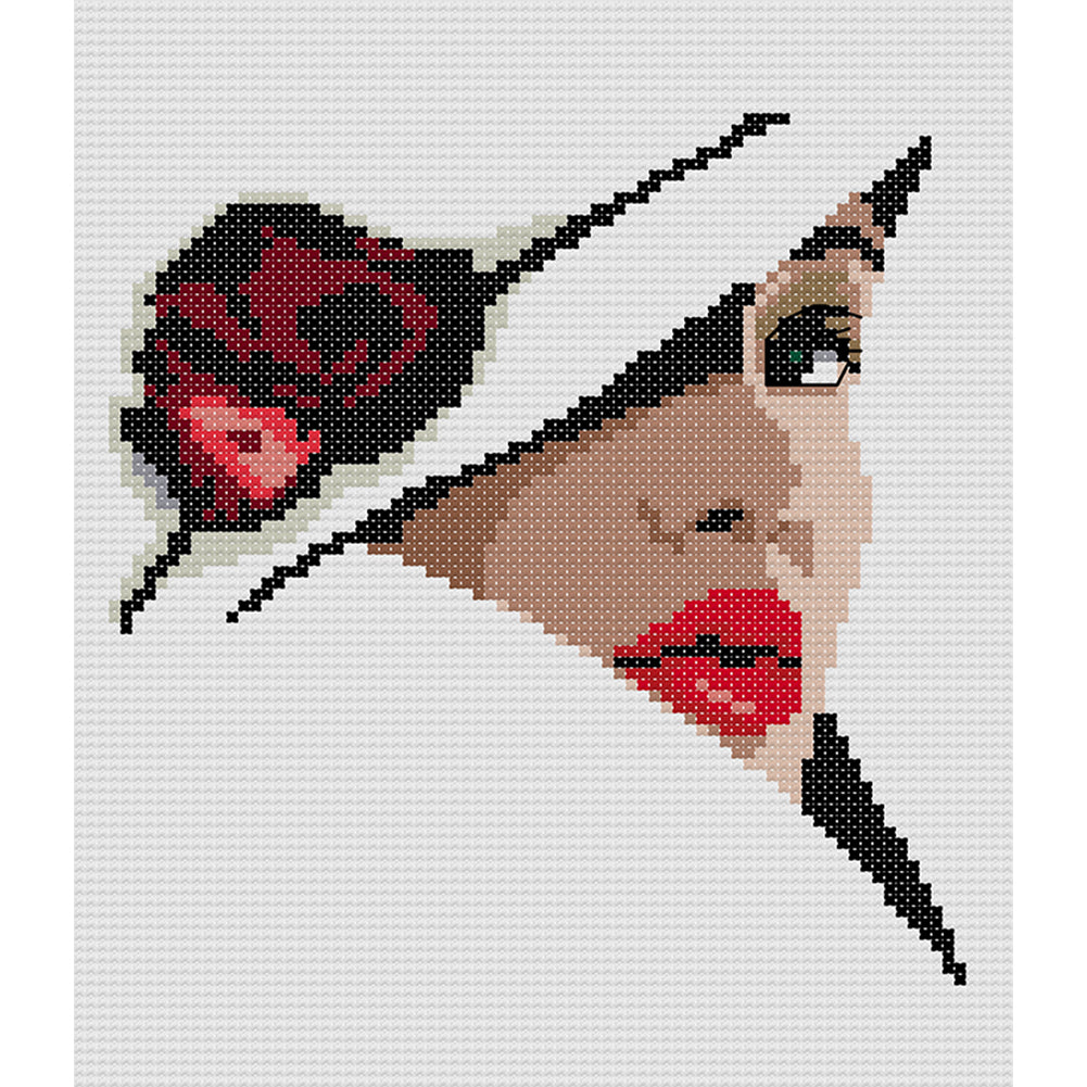 Charming Red Lips - 14CT Stamped Cross Stitch 19*22CM