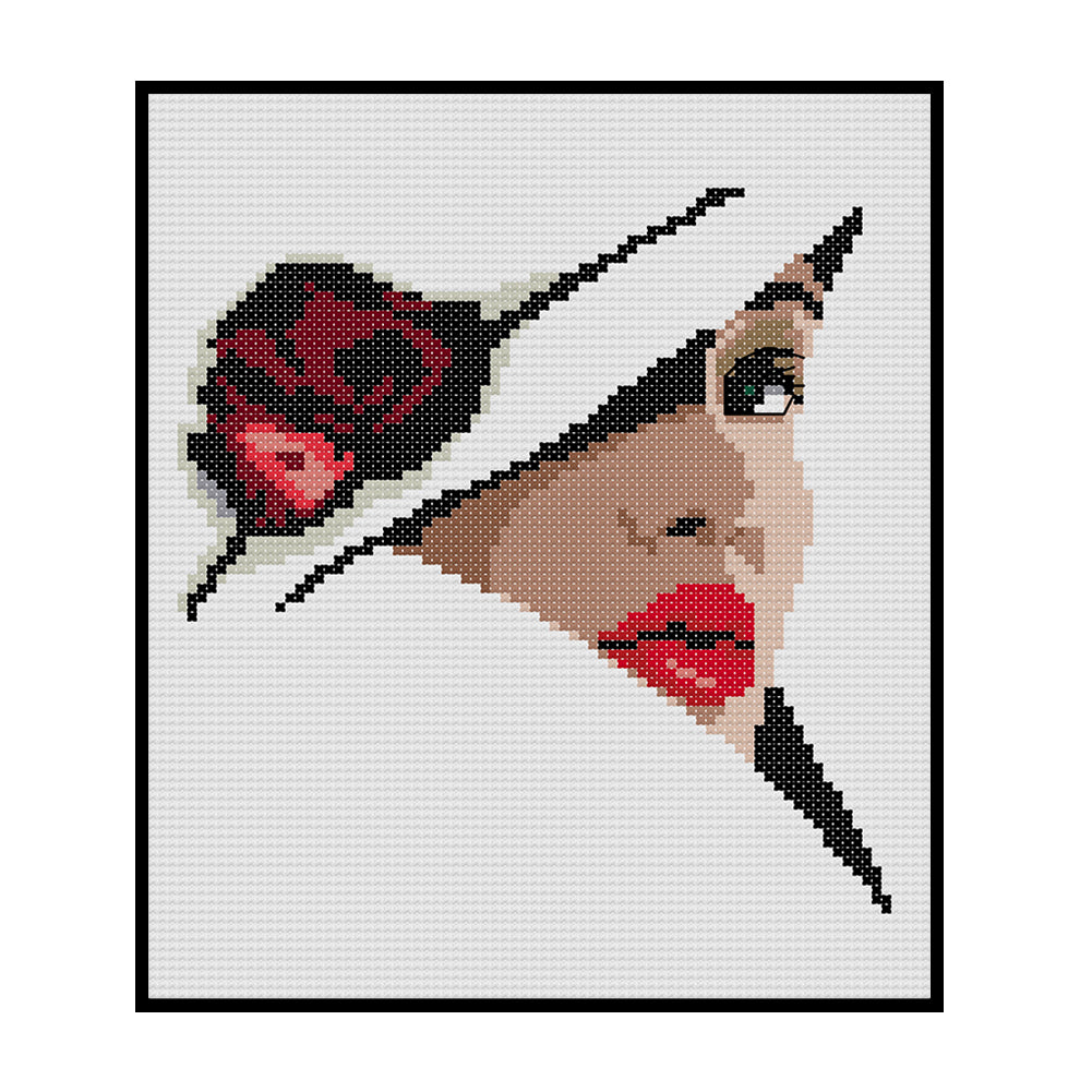 Charming Red Lips - 14CT Stamped Cross Stitch 19*22CM