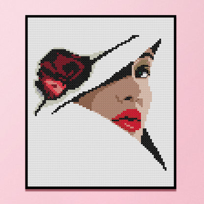 Charming Red Lips - 14CT Stamped Cross Stitch 19*22CM