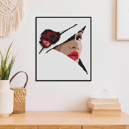 Charming Red Lips - 14CT Stamped Cross Stitch 19*22CM