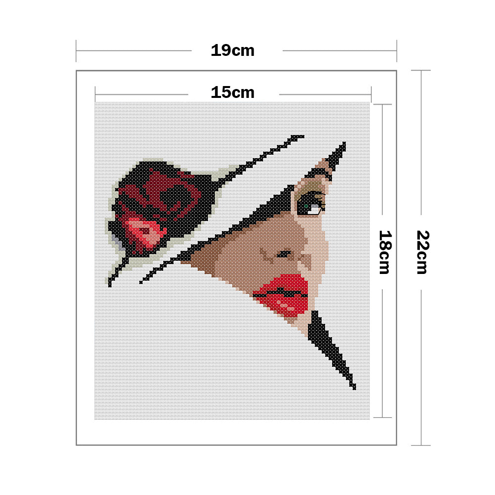 Charming Red Lips - 14CT Stamped Cross Stitch 19*22CM