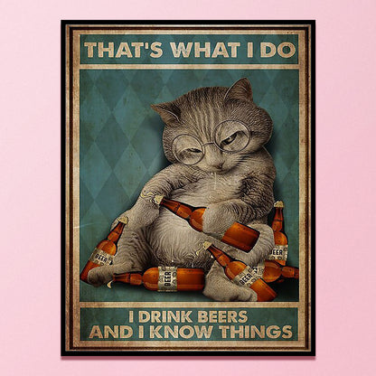 Drunk Cat - 11CT Stamped Cross Stitch 40*55CM