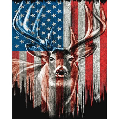 Deer And American Flag - 11CT Counted Cross Stitch 40*50CM