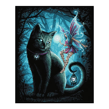 Cat Drinking Angel - 11CT Counted Cross Stitch 40*50CM