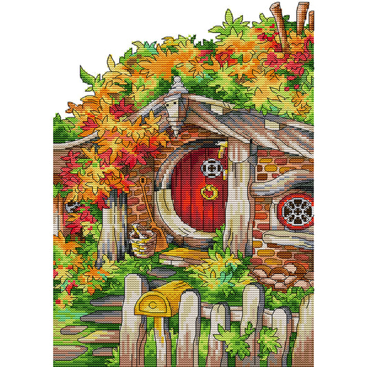 Colorful Wooden House - 14CT Counted Cross Stitch 27*38CM(Joy Sunday)