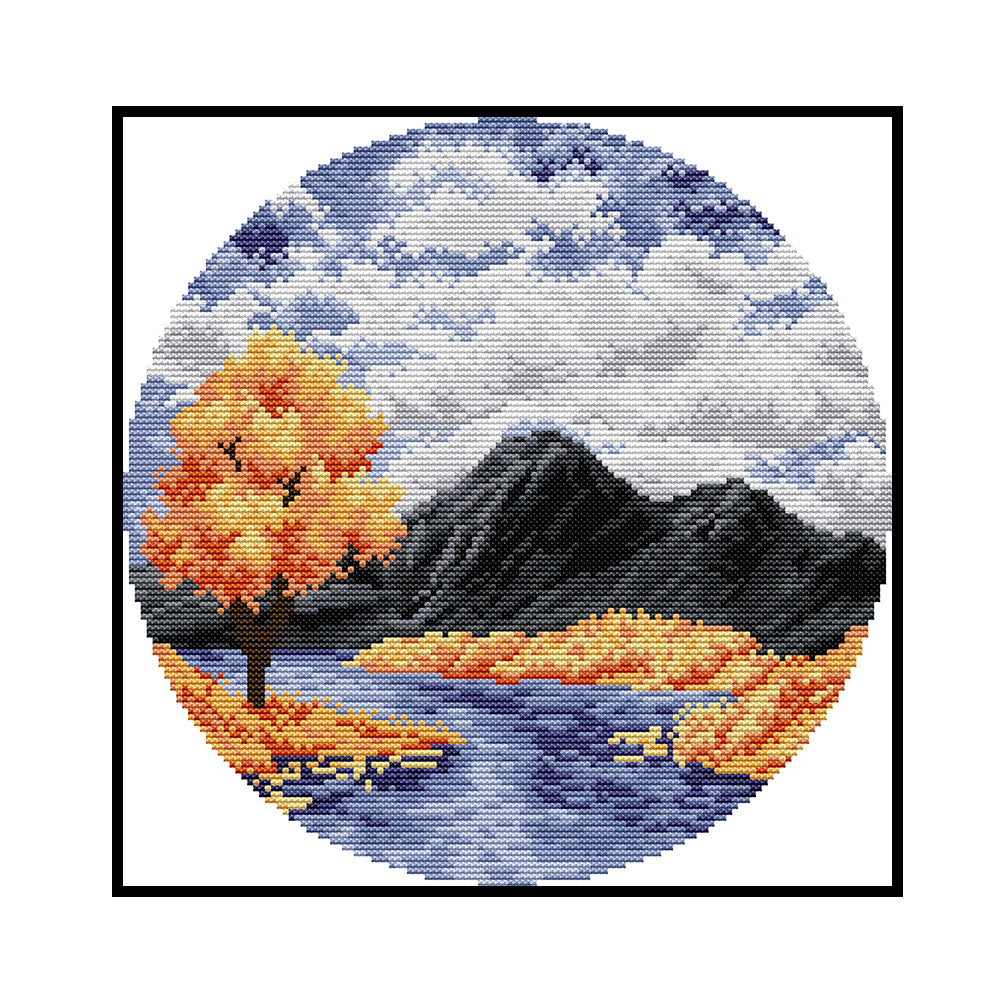 Four Seasons Autumn In The Valley - 14CT Counted Cross Stitch 31*31CM(Joy Sunday)