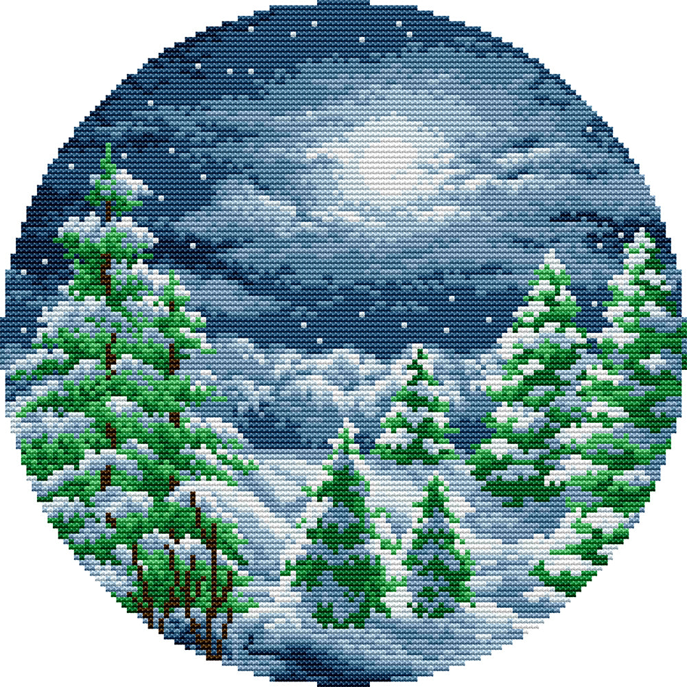 River Valley Four Seasons Winter - 14CT Counted Cross Stitch 31*31CM(Joy Sunday)