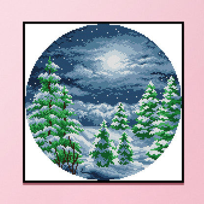 River Valley Four Seasons Winter - 14CT Counted Cross Stitch 31*31CM(Joy Sunday)