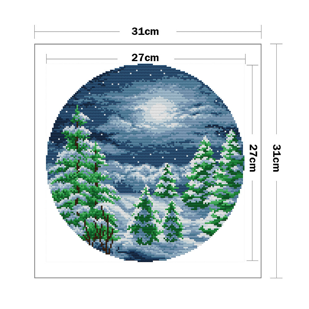 River Valley Four Seasons Winter - 14CT Counted Cross Stitch 31*31CM(Joy Sunday)