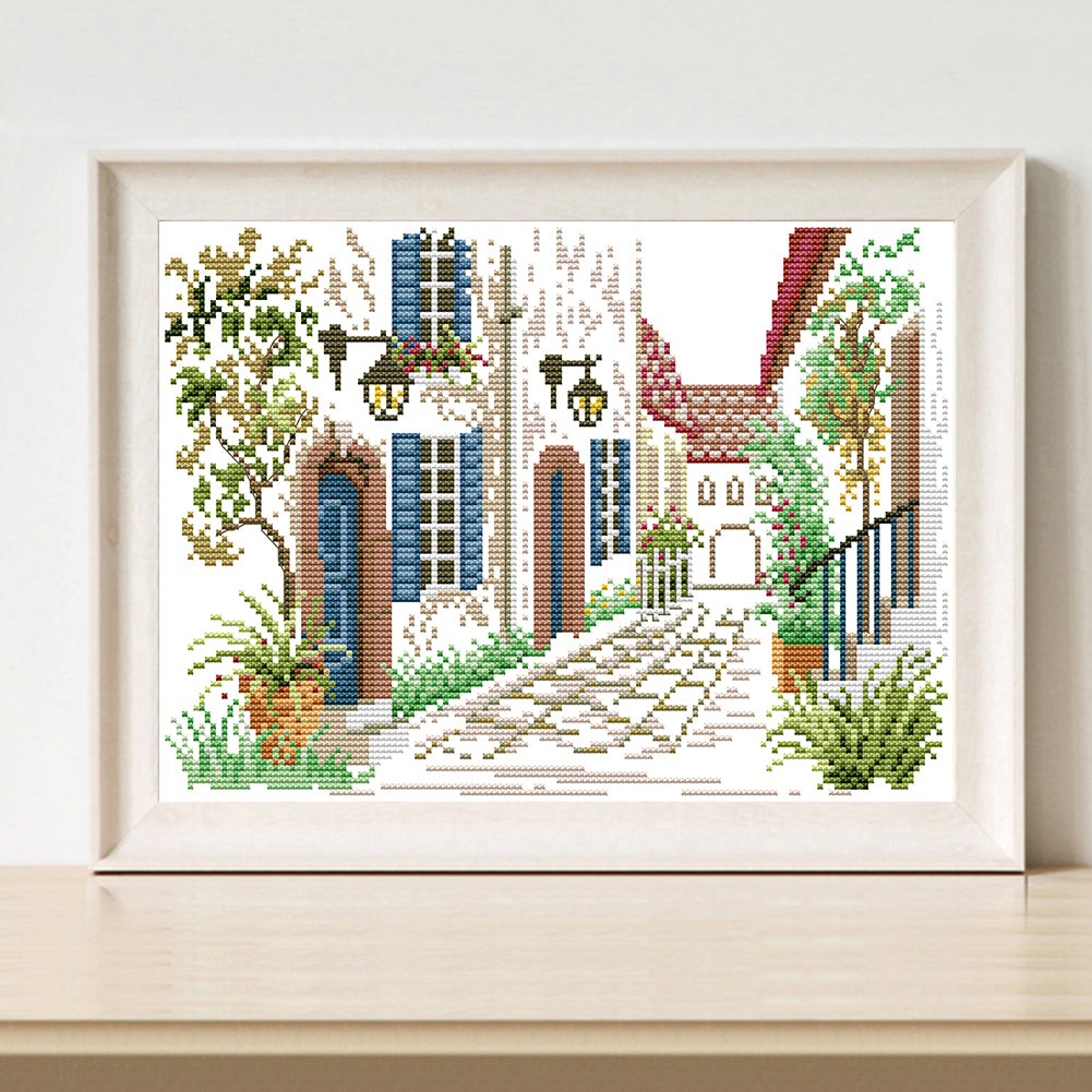 Corner Of The Street - 14CT Counted Cross Stitch 33*22CM(Joy Sunday)