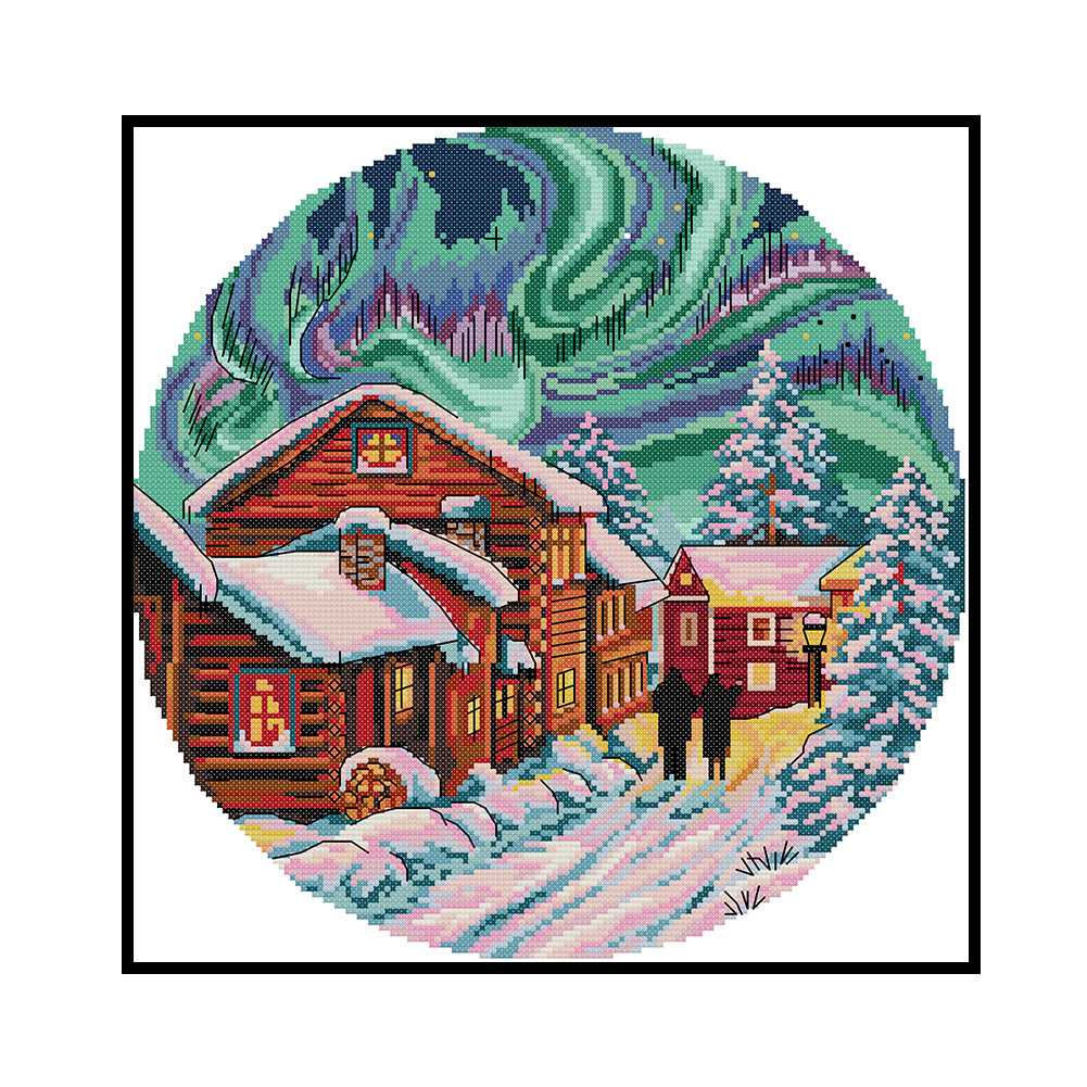 Dream Aurora - 14CT Counted Cross Stitch 34*34CM(Joy Sunday)