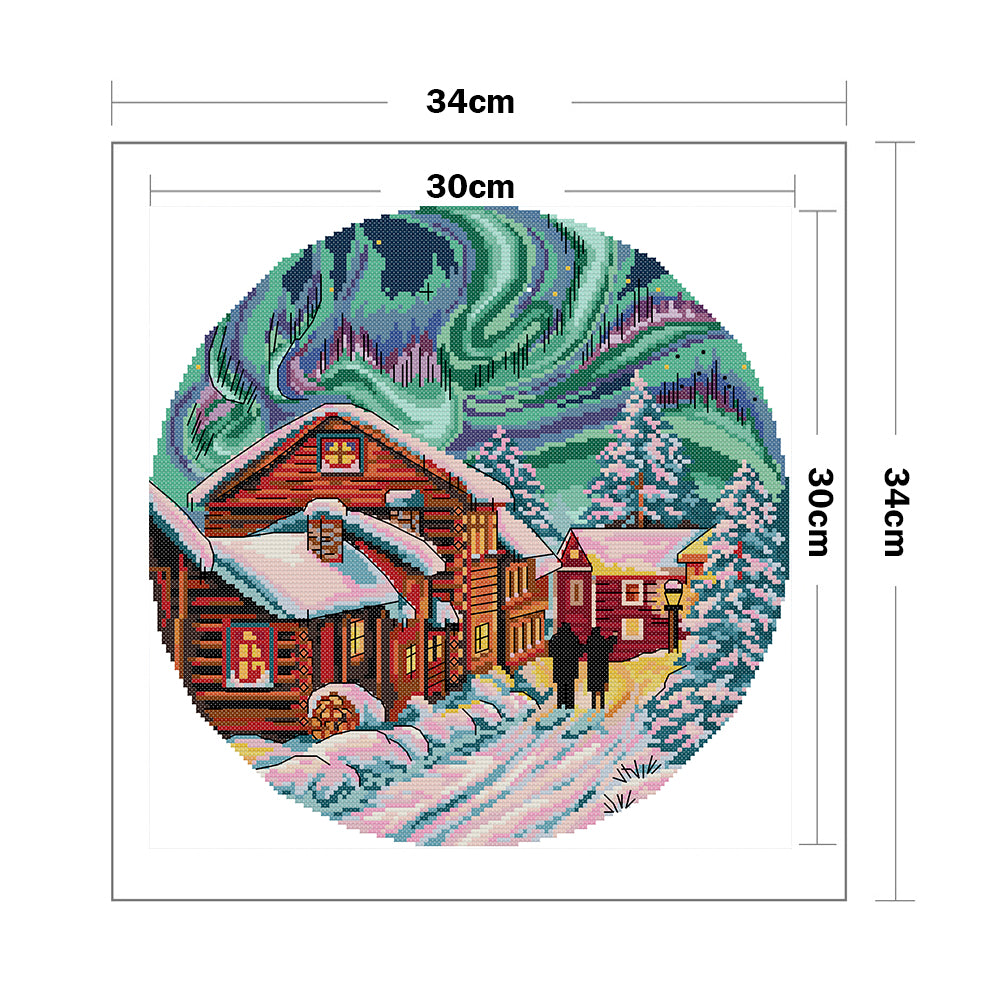 Dream Aurora - 14CT Counted Cross Stitch 34*34CM(Joy Sunday)