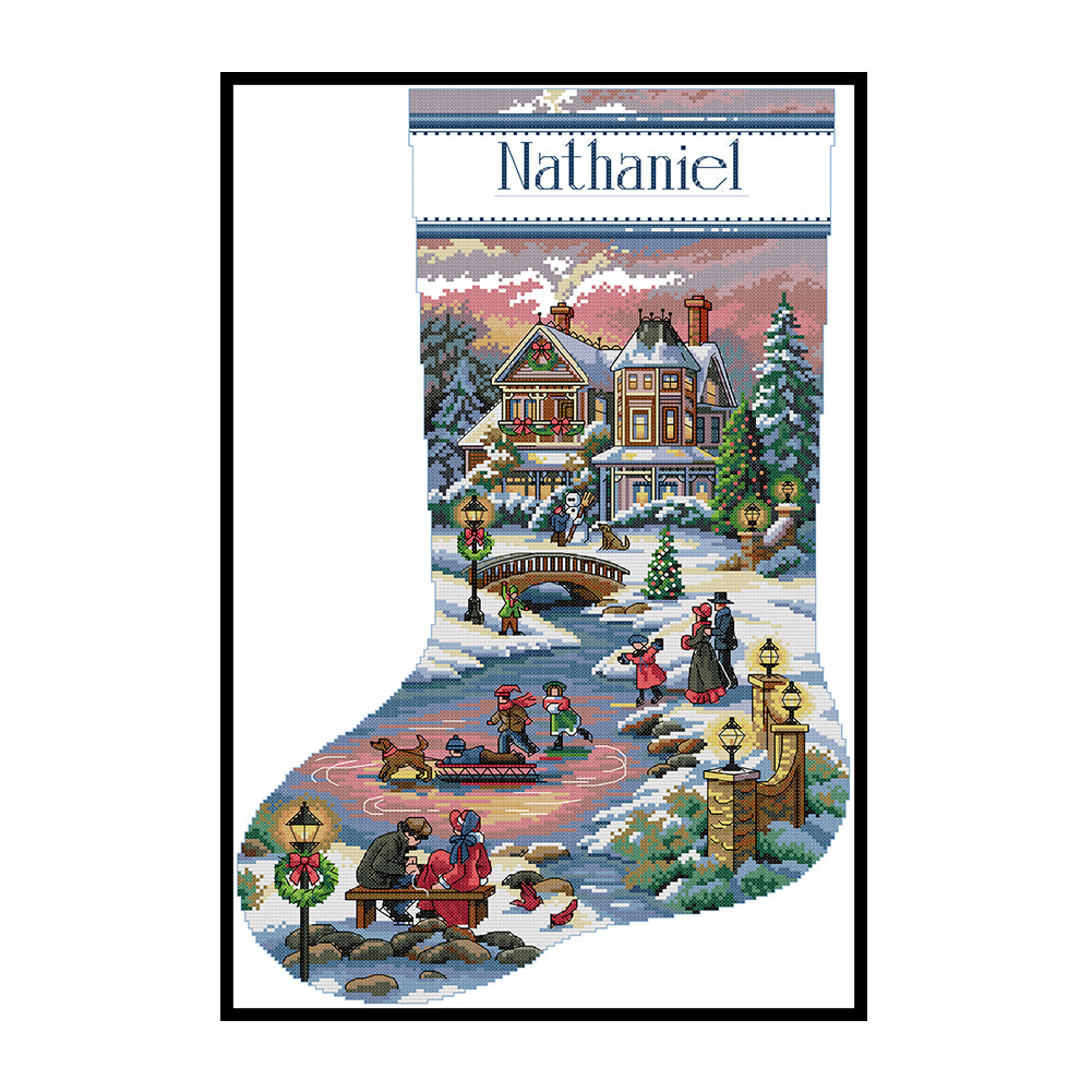 Happy Hour With Christmas Stockings - 14CT Counted Cross Stitch 37*55CM(Joy Sunday)