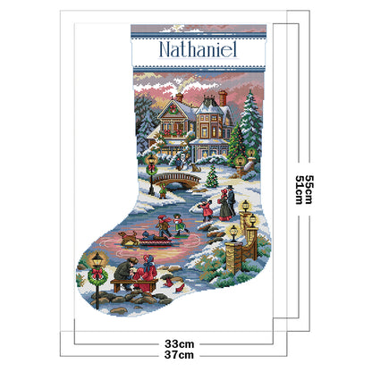 Happy Hour With Christmas Stockings - 14CT Counted Cross Stitch 37*55CM(Joy Sunday)