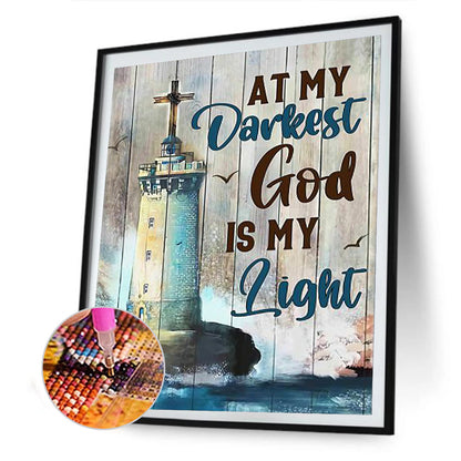 Lighthouse Calligraphy - Full Round Drill Diamond Painting 30*40CM