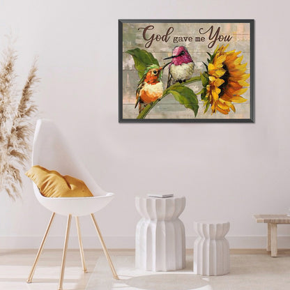 Sunflower And Bird - Full Round Drill Diamond Painting 40*30CM