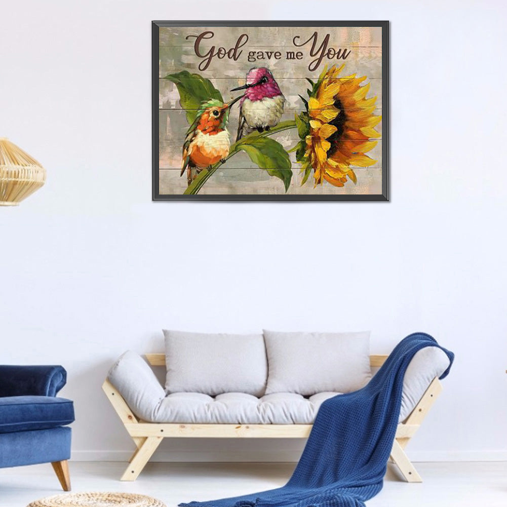 Sunflower And Bird - Full Round Drill Diamond Painting 40*30CM