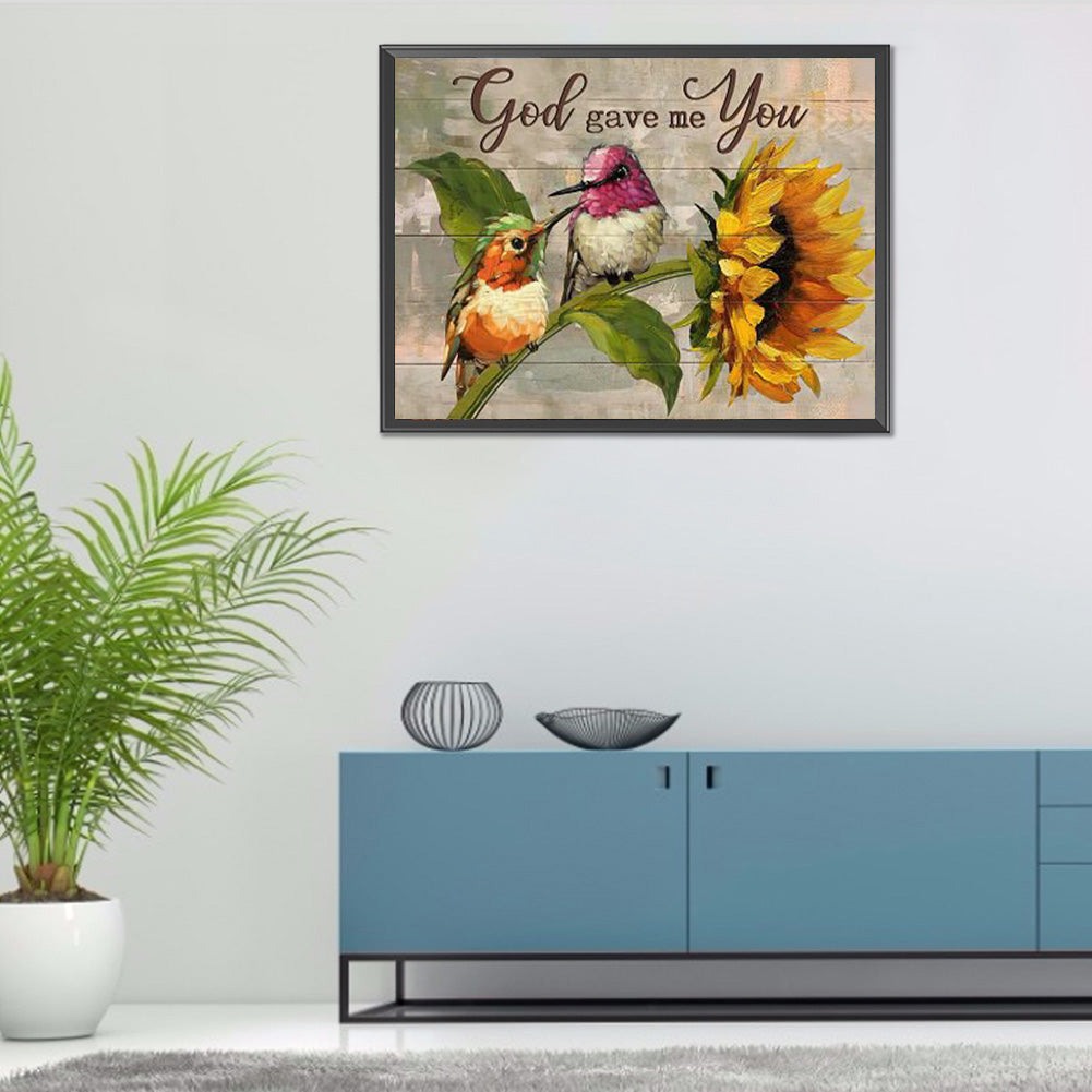 Sunflower And Bird - Full Round Drill Diamond Painting 40*30CM