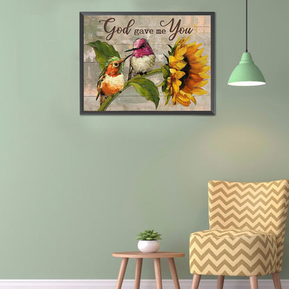 Sunflower And Bird - Full Round Drill Diamond Painting 40*30CM