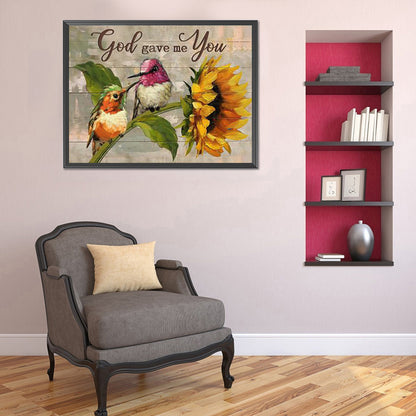 Sunflower And Bird - Full Round Drill Diamond Painting 40*30CM