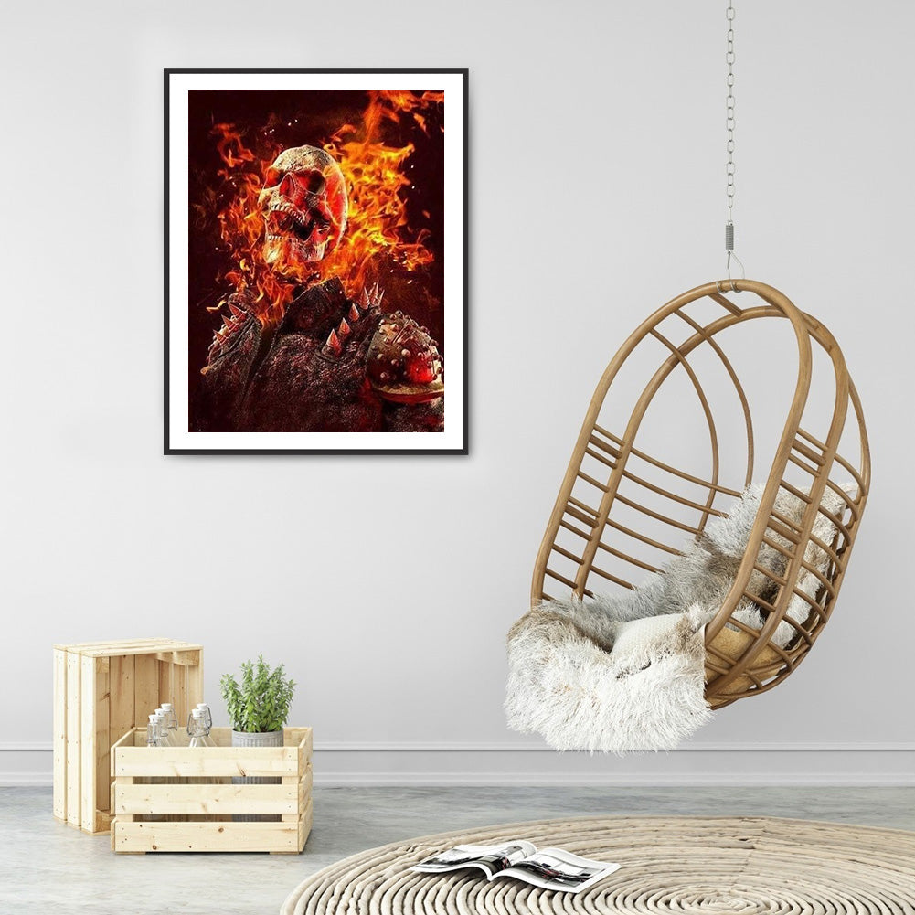 Flame Skull - Full Round Drill Diamond Painting 30*40CM