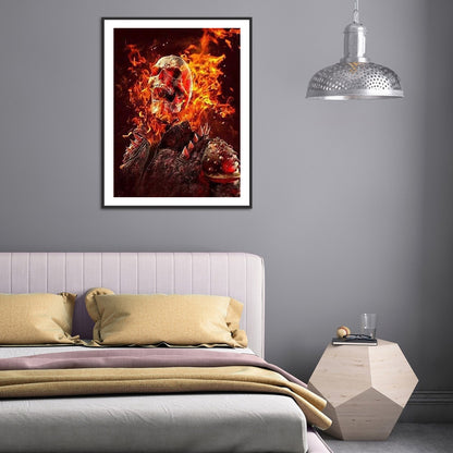 Flame Skull - Full Round Drill Diamond Painting 30*40CM