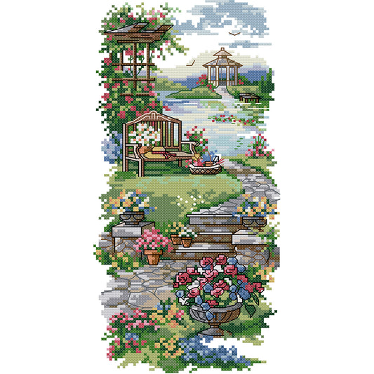 Garden Path - 14CT Stamped Cross Stitch 17*34CM