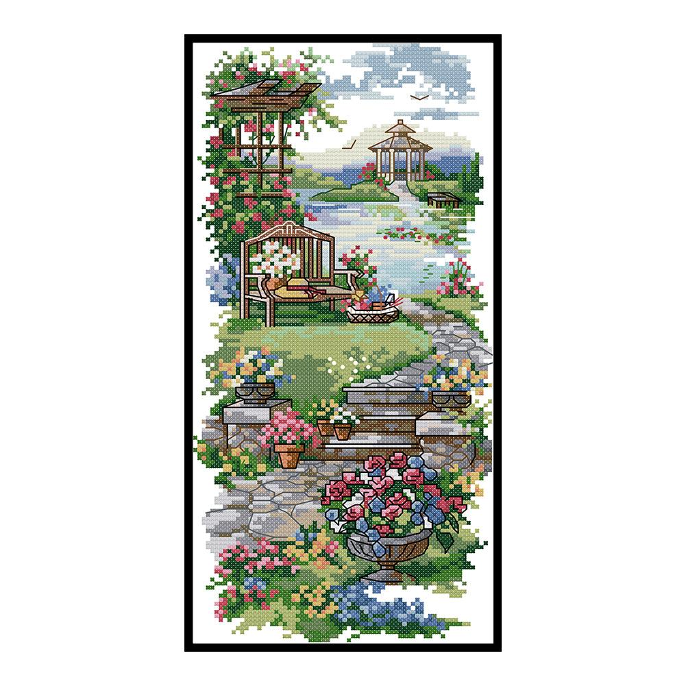 Garden Path - 14CT Stamped Cross Stitch 17*34CM