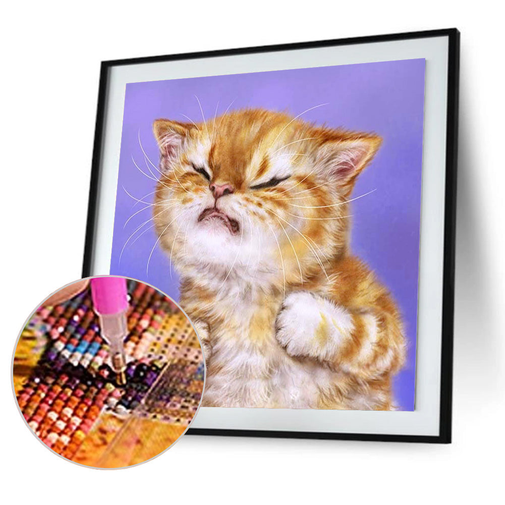 Cute Funny Cat - Full Round Drill Diamond Painting 30*30CM