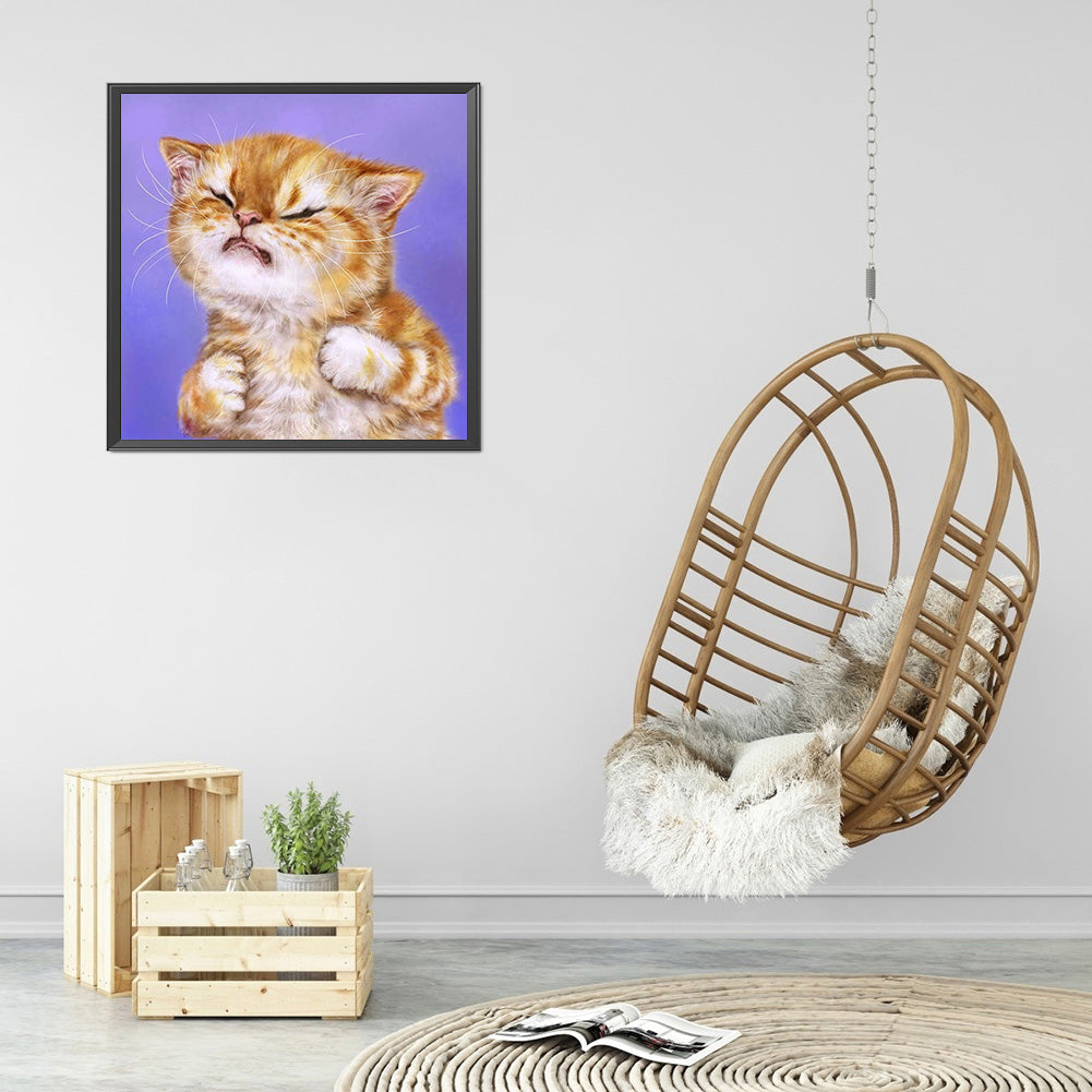 Cute Funny Cat - Full Round Drill Diamond Painting 30*30CM