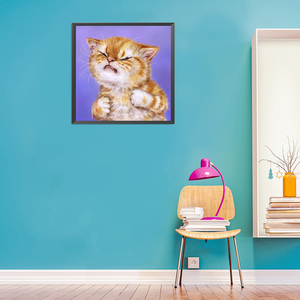 Cute Funny Cat - Full Round Drill Diamond Painting 30*30CM