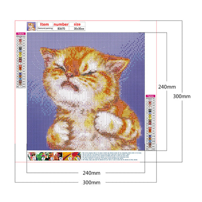 Cute Funny Cat - Full Round Drill Diamond Painting 30*30CM