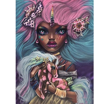 Heavy Makeup Woman - Full Round Drill Diamond Painting 30*40CM