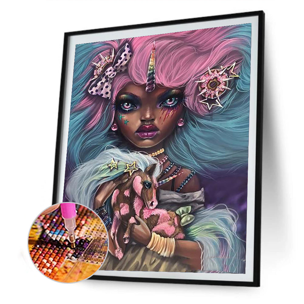 Heavy Makeup Woman - Full Round Drill Diamond Painting 30*40CM