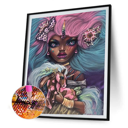 Heavy Makeup Woman - Full Round Drill Diamond Painting 30*40CM