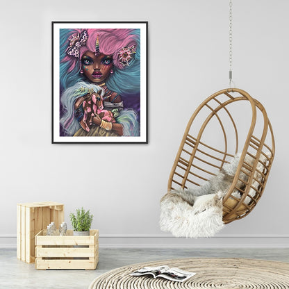 Heavy Makeup Woman - Full Round Drill Diamond Painting 30*40CM