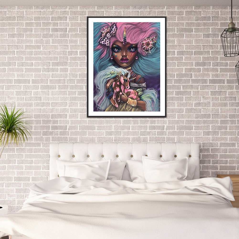 Heavy Makeup Woman - Full Round Drill Diamond Painting 30*40CM