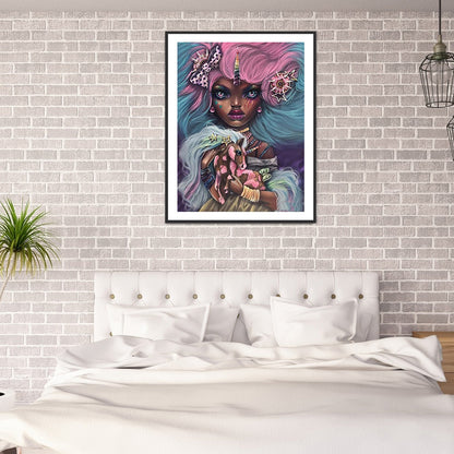 Heavy Makeup Woman - Full Round Drill Diamond Painting 30*40CM