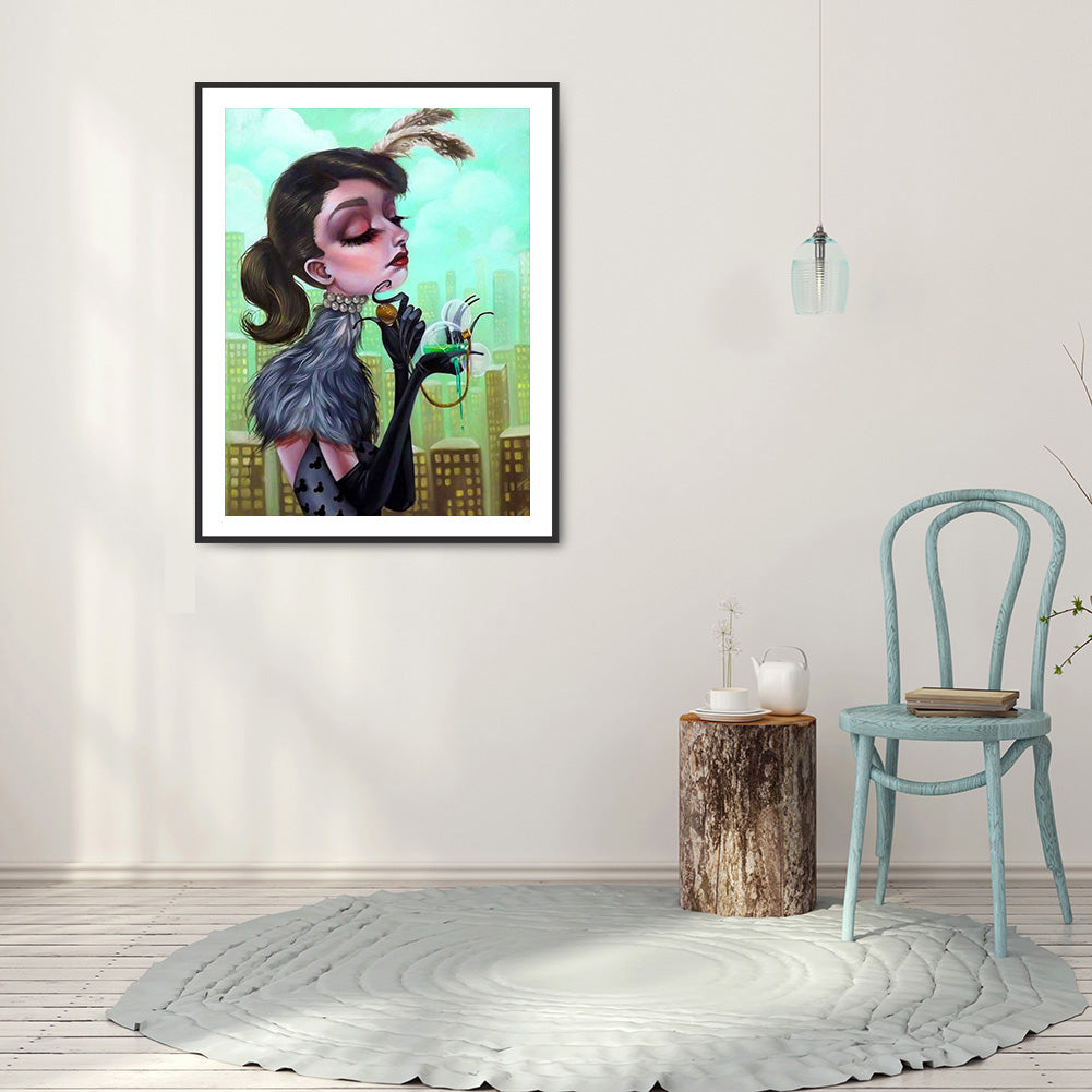 Heavy Makeup Woman - Full Round Drill Diamond Painting 30*40CM