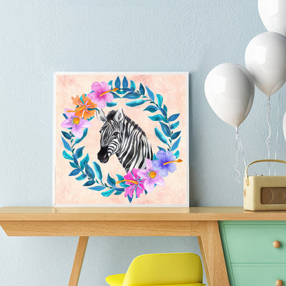 Zebra Wreath - Full Square Drill Diamond Painting 30*30CM