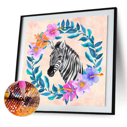 Zebra Wreath - Full Square Drill Diamond Painting 30*30CM