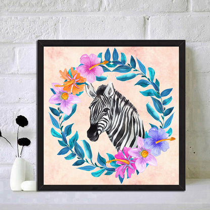 Zebra Wreath - Full Square Drill Diamond Painting 30*30CM