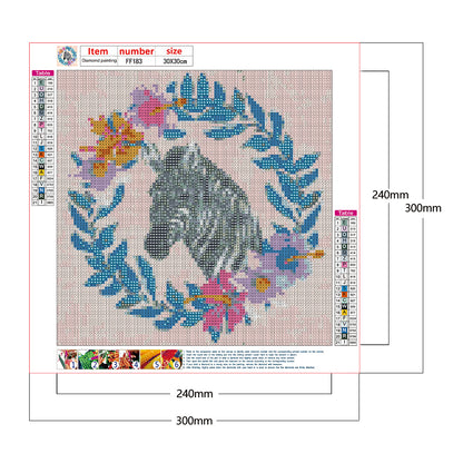 Zebra Wreath - Full Square Drill Diamond Painting 30*30CM