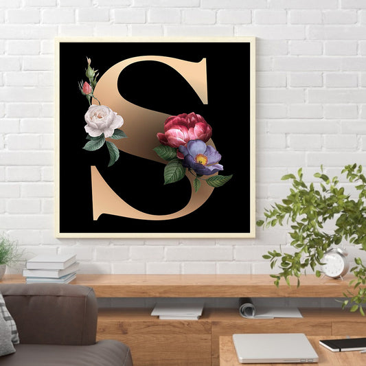 Flower Alphabet - Full Round Drill Diamond Painting 50*50cm