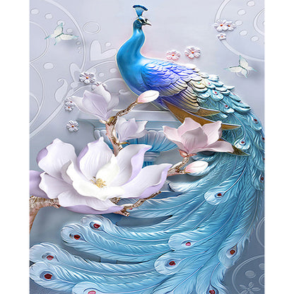 Flower And Peacock - Full Square Drill Diamond Painting 50*60CM