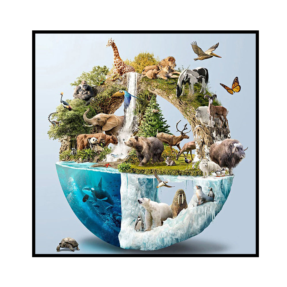 Land And Sea Animals - 11CT Stamped Cross Stitch 70*70CM